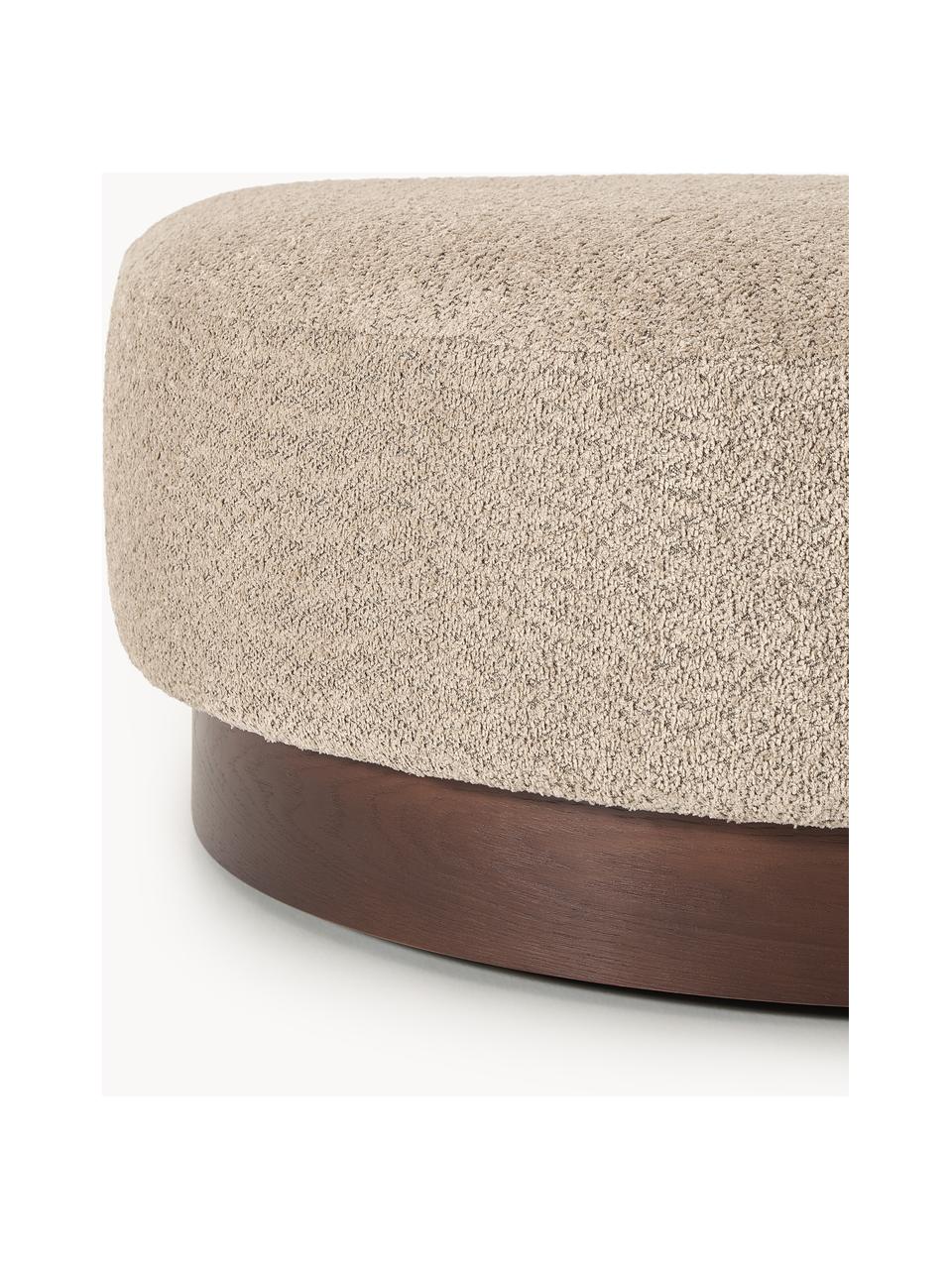 Sofa-Hocker Natalie aus Teddy-Bouclé, Bezug: Teddy-Bouclé (100 % Polye, Gestell: mitteldichte Holzfaserpla, Sockel: Massives Buchenholz, lack, Teddy-Bouclé Beige, dunkles Buchenholz, B 91 x T 107 cm