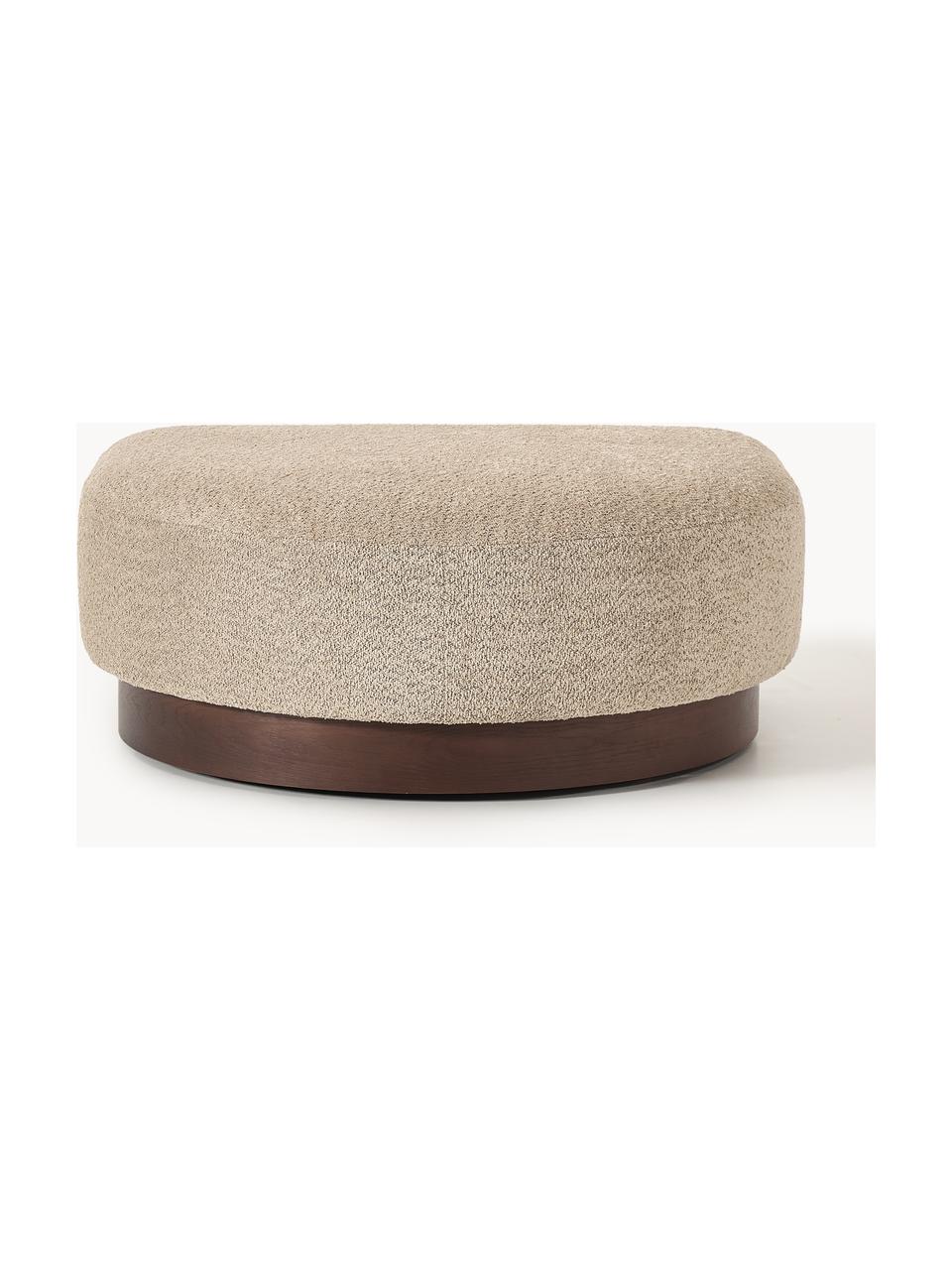 Sofa-Hocker Natalie aus Teddy-Bouclé, Bezug: Teddy-Bouclé (100 % Polye, Gestell: mitteldichte Holzfaserpla, Sockel: Massives Buchenholz, lack, Teddy-Bouclé Beige, dunkles Buchenholz, B 91 x T 107 cm