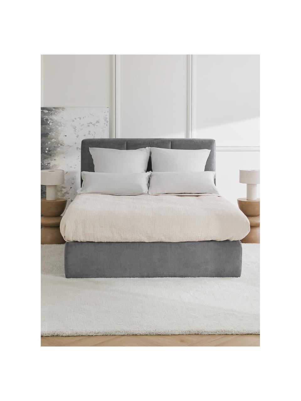 Cama continental Oberon, Patas: plástico, Tejido gris antracita, 180 x 200 cm, dureza H2