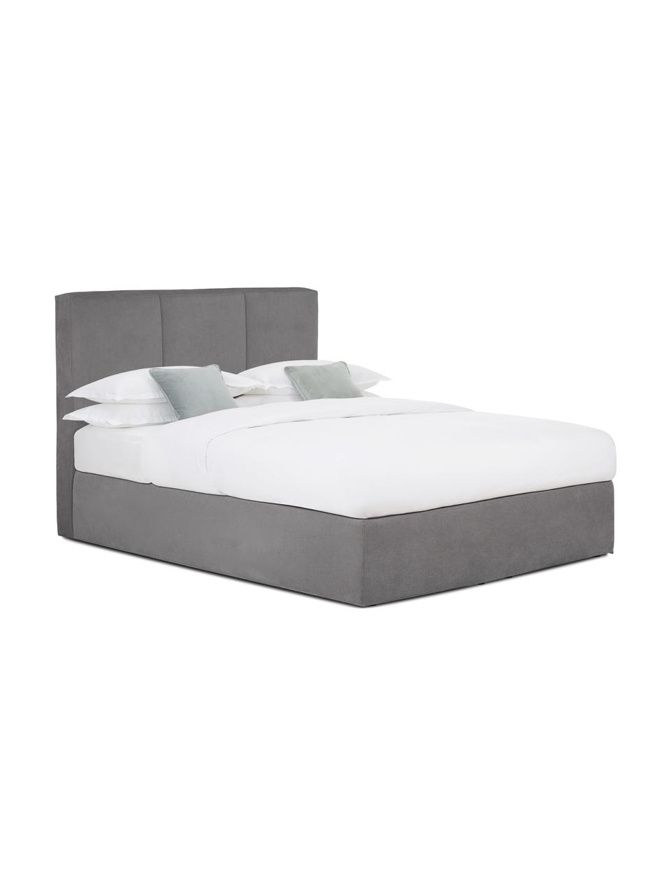 Boxspringbett Oberon, Matratze: 5-Zonen-Taschenfederkern, Füße: Kunststoff, Webstoff Anthrazit, B 180 x L 200 cm, Härtegrad H3