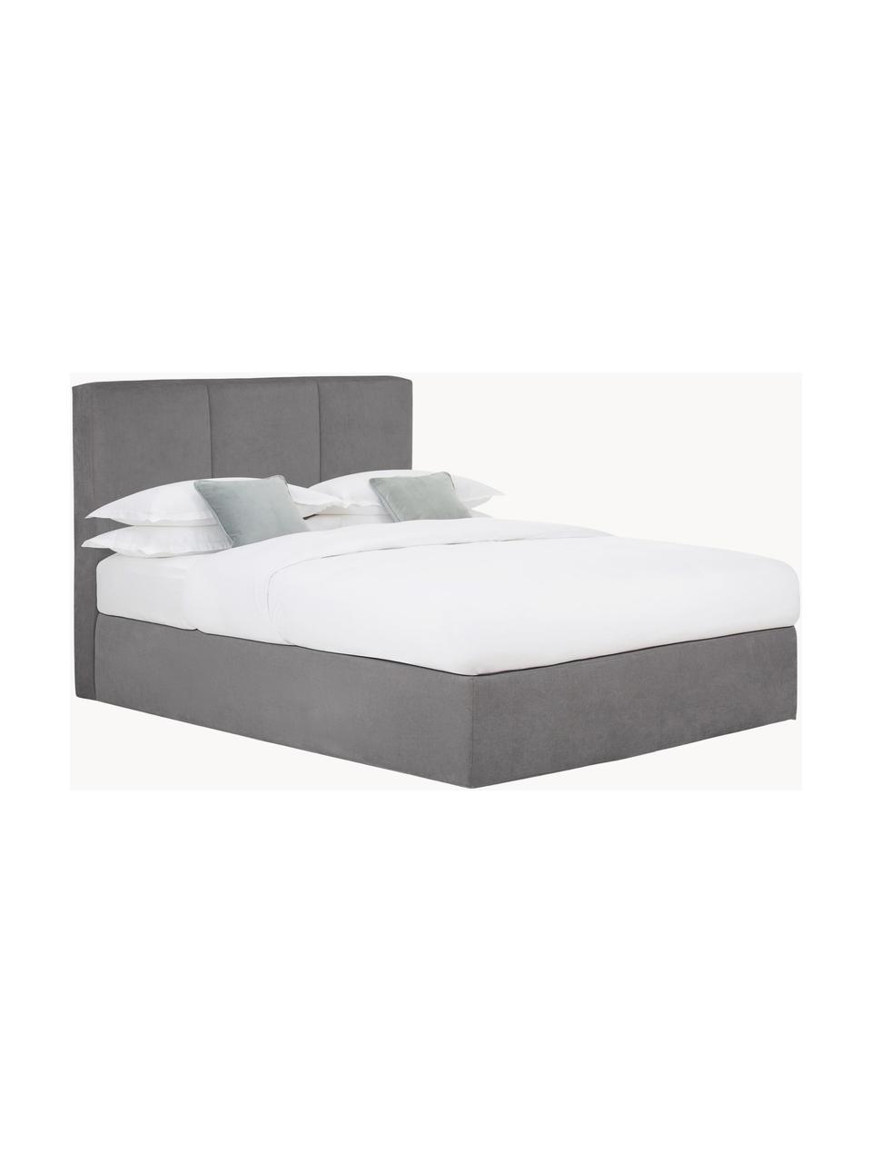 Boxspringbett Oberon, Matratze: 5-Zonen-Taschenfederkern, Füße: Kunststoff Dieses Produkt, Webstoff Anthrazit, B 180 x L 200 cm, Härtegrad H2