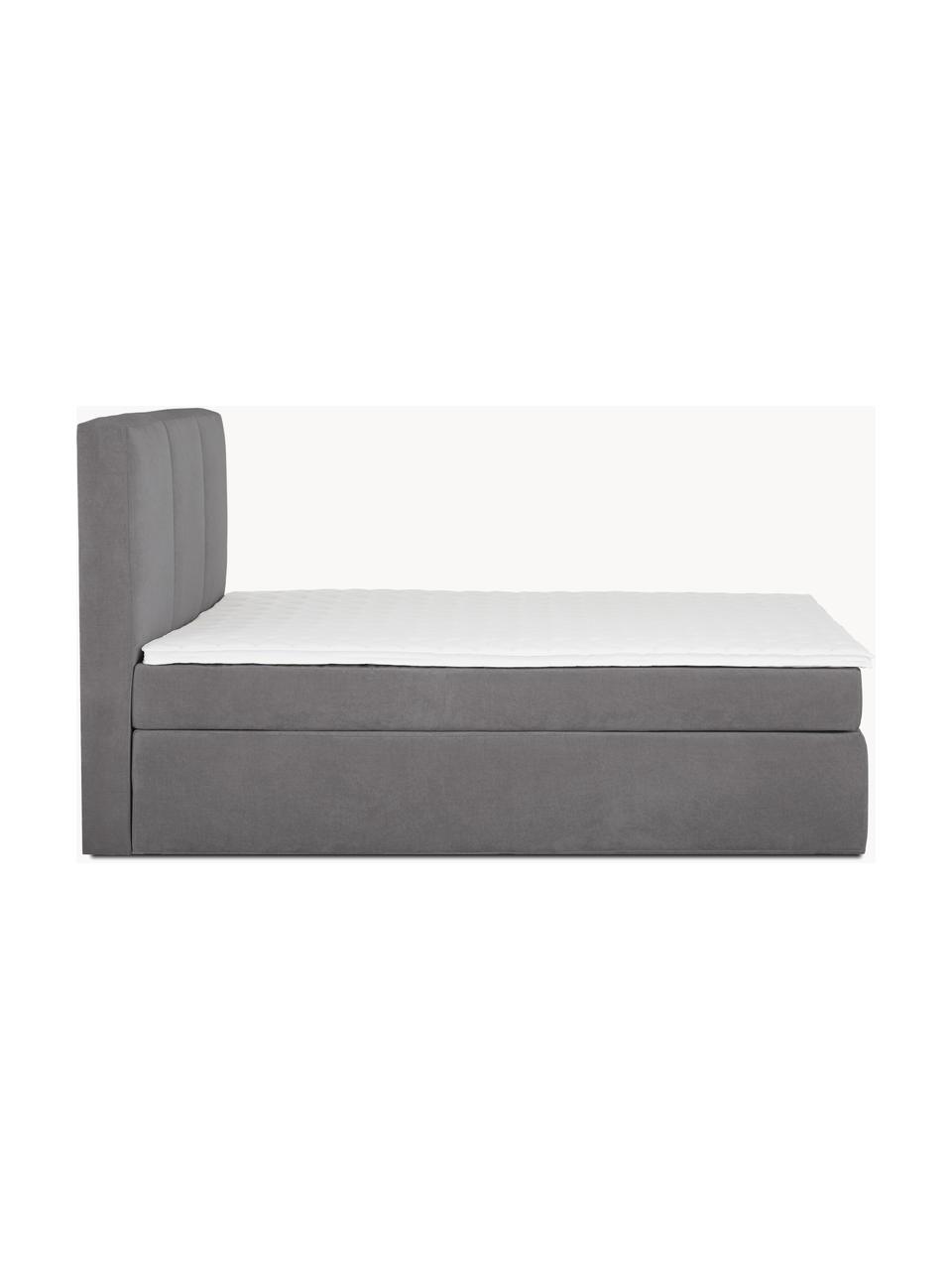 Letto boxspring Oberon, Superficie: nucleo a 5 zone di molle , Piedini: plastica Questo prodotto , Tessuto antracite, Larg. 180 x Lung. 200 cm, grado di durezza 3