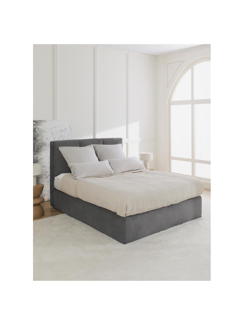 Cama continental Oberon, Patas: plástico Este producto es, Tejido gris antracita, An 180 x L 200  cm, dureza H2