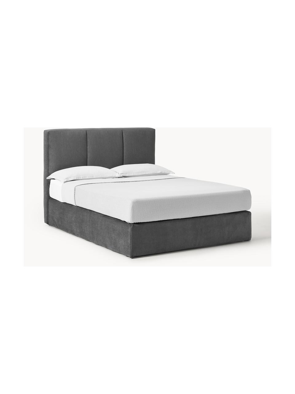 Boxspringbed Oberon, Matras: 5-zones pocketvering, Poten: kunststof Dit product is , Geweven stof antraciet, B 180 x L 200 cm, hardheidsgraad H2