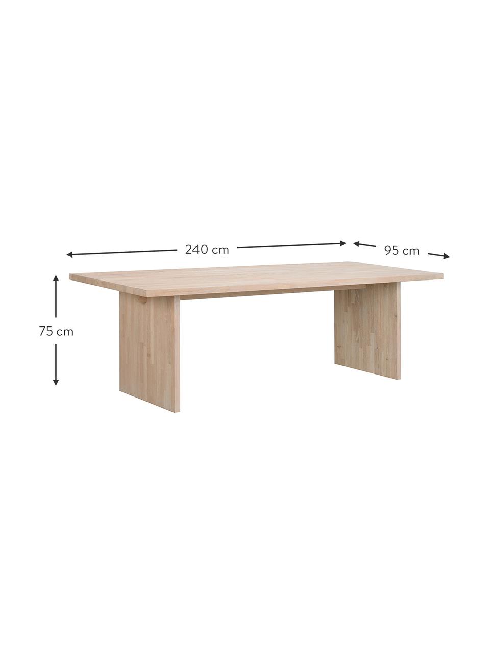 Jídelní stůl z jasanového dřeva Emmet, 240 x 95 cm, Masivní olejované dubové dřevo, certifikace FSC, Světlé dubové dřevo, Š 240 cm, H 95 cm