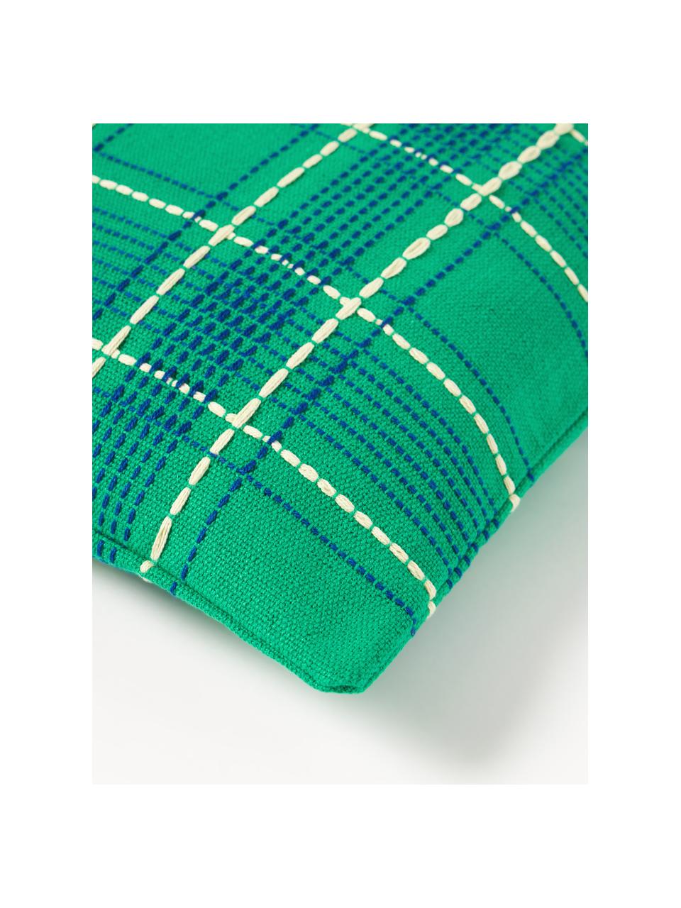 Kockovaný bavlnený poťah na vankúš Orla, 100 %  bavlna, Zelená, Š 45 x D 45 cm