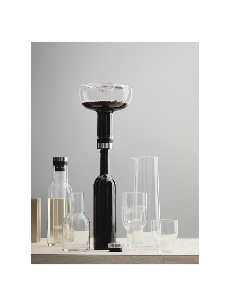 Decanter con coperchio argentato Deluxe, 1.4 L, Vetro, acciaio inossidabile, silicone, Trasparente, argento, Alt. 21 cm, 1.4 L
