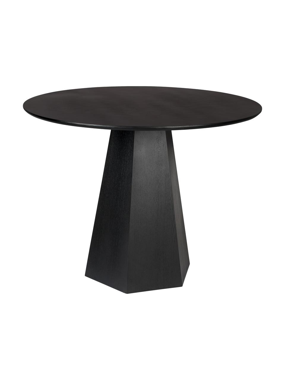 Table ronde noire Pilar, Ø 100 cm, Contreplaqué avec placage en frêne, Noir, Ø 100 x haut. 76 cm