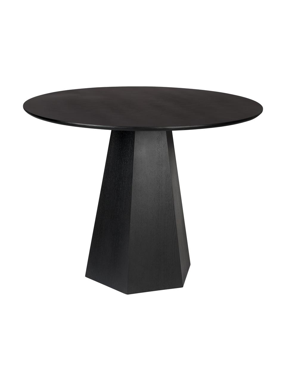 Kulatý jídelní stůl Pillar, Ø 100 cm, Překližka s jasanovou dýhou, Černá, Ø 100 cm, V 76 cm