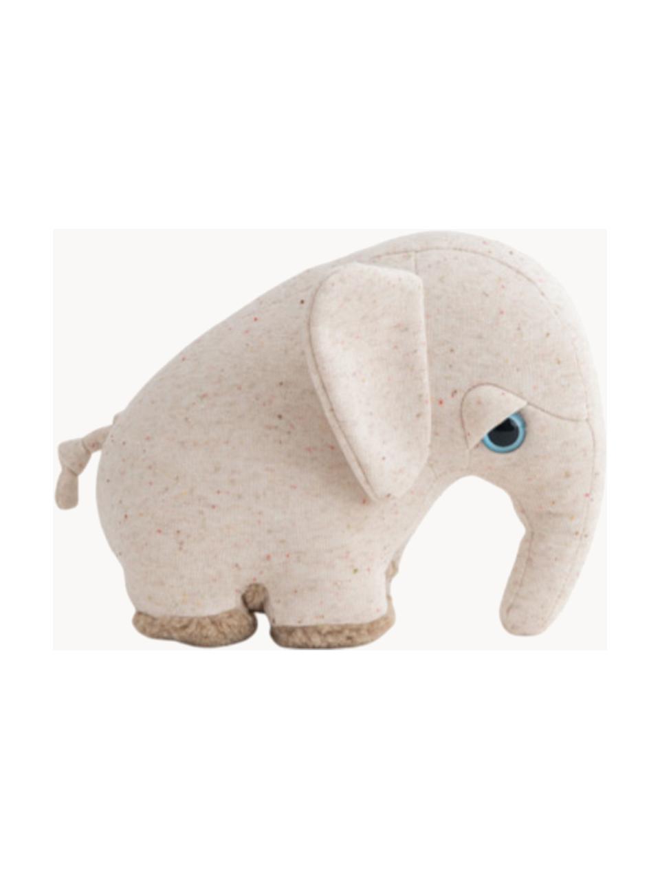 Cojín peluche artesanal Savanah Elephant, Parte superior: 40% algodón, 30% poliéste, Parte inferior: piel sintética (100% poli, Beige claro jaspeado, An 23 x Al 19 cm