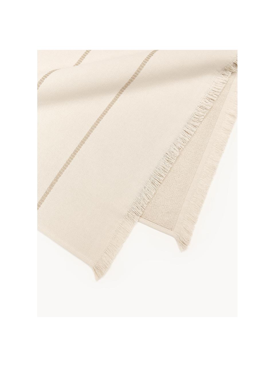 Fouta avec franges décoratives Elana, Blanc crème, beige, larg. 100 x long. 180 cm