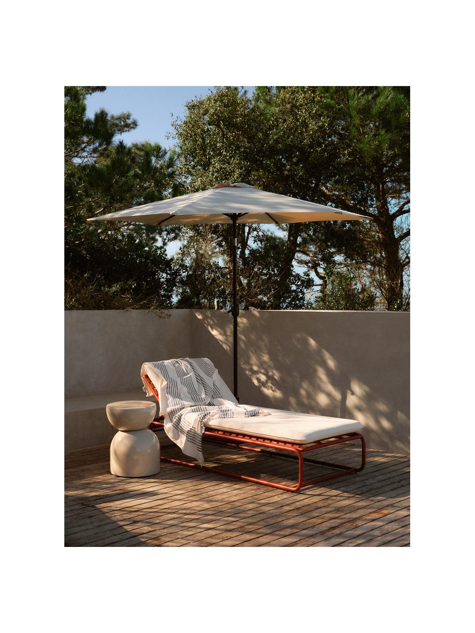 Lettino da giardino Caio, Rivestimento: 100% poliestere Con 20.00, Struttura: alluminio, Bianco latte, terracotta, Larg. 86 x Lung. 200 cm