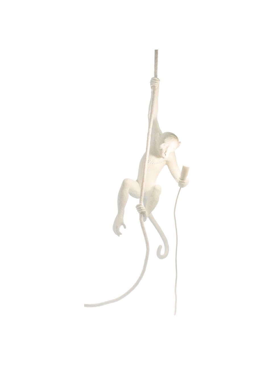 Decoratieve outdoor lamp Monkey met stekker, Kunsthars, Wit, 37 x 77 cm
