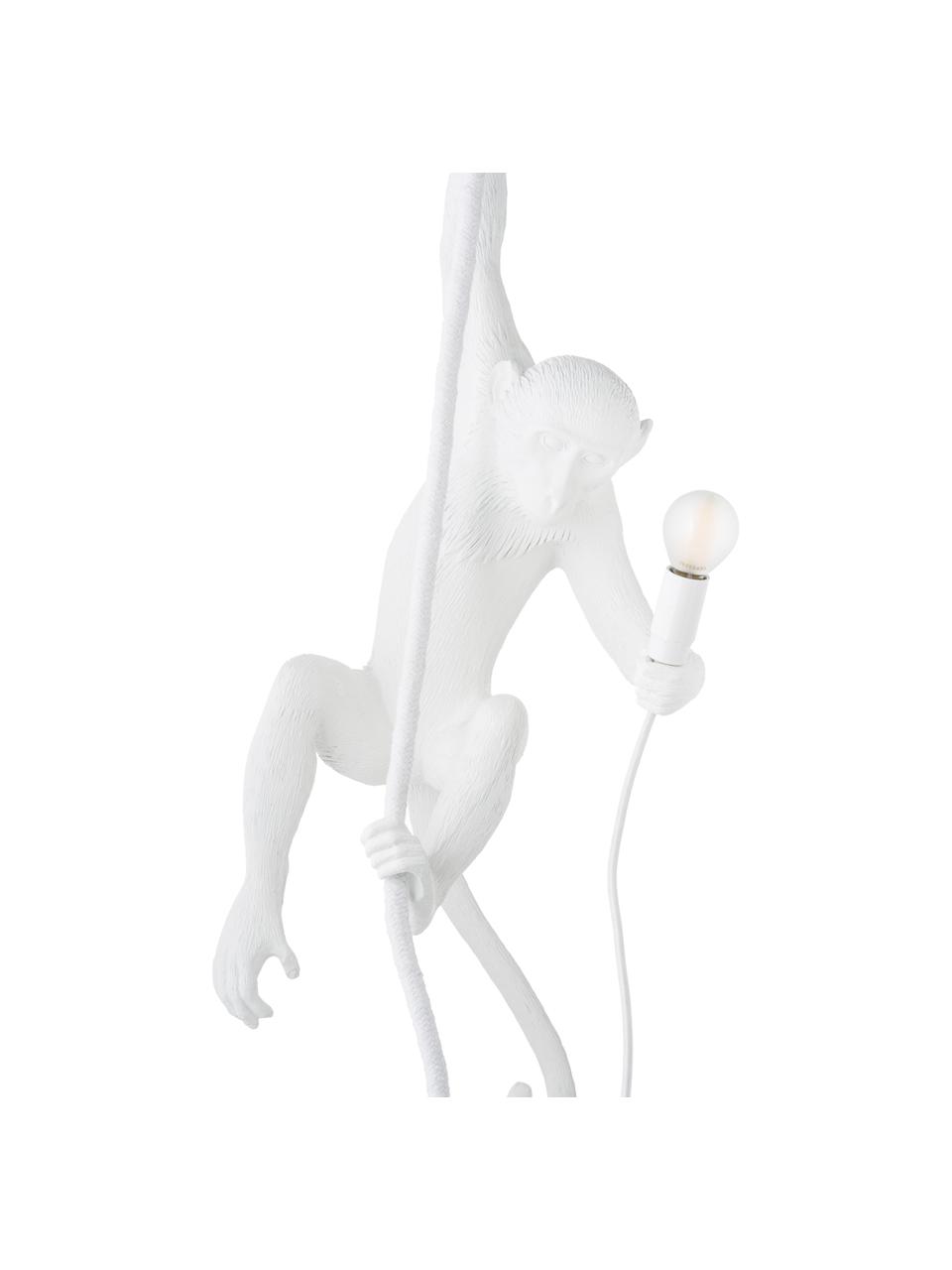 Zewnętrzna lampa dekoracyjna LED z wtyczką Monkey, Żywica syntetyczna, Biały, S 37 x W 77 cm