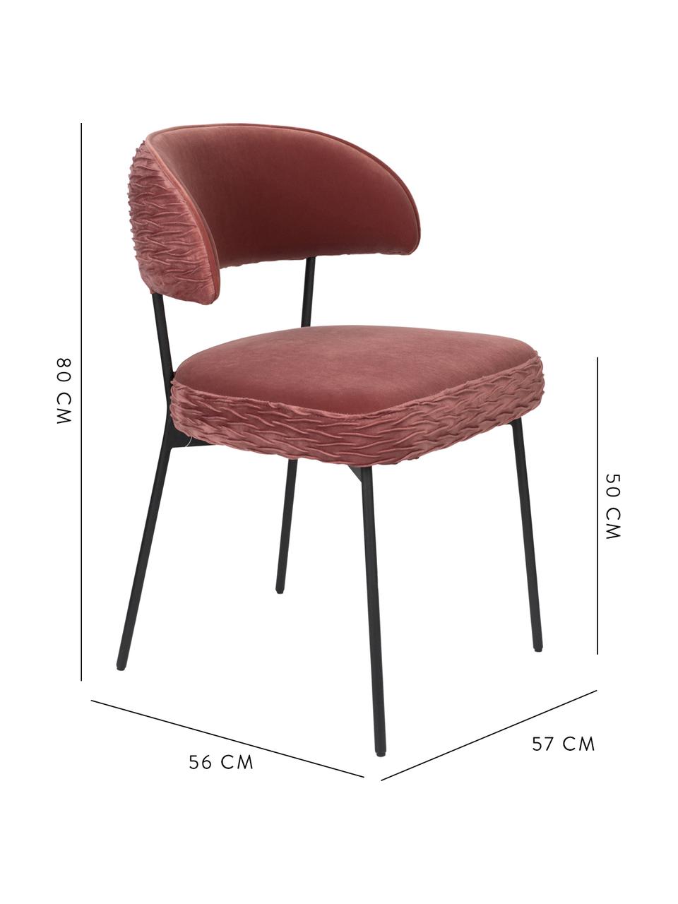 Krzesło tapicerowane z aksamitu The Winner Takes It All, Tapicerka: aksamit poliestrowy 30 00, Stelaż: metal malowany proszkowo, Różowy, S 57 x G 56 cm