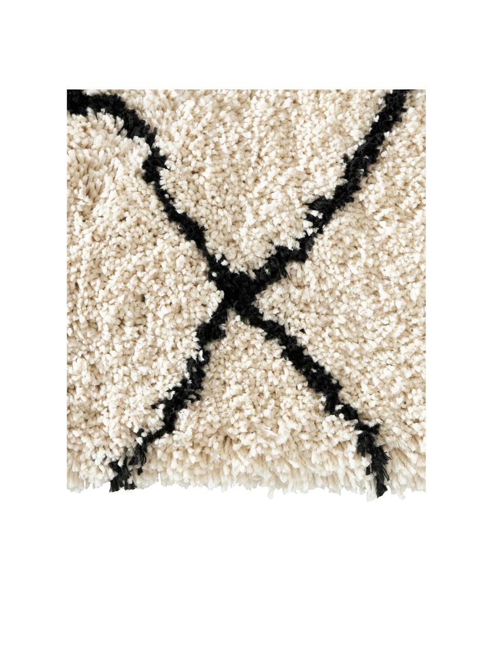 Puszysty ręcznie tuftowany dywan z długim włosiem Naima, Beżowy, czarny, S 400 x D 500 cm