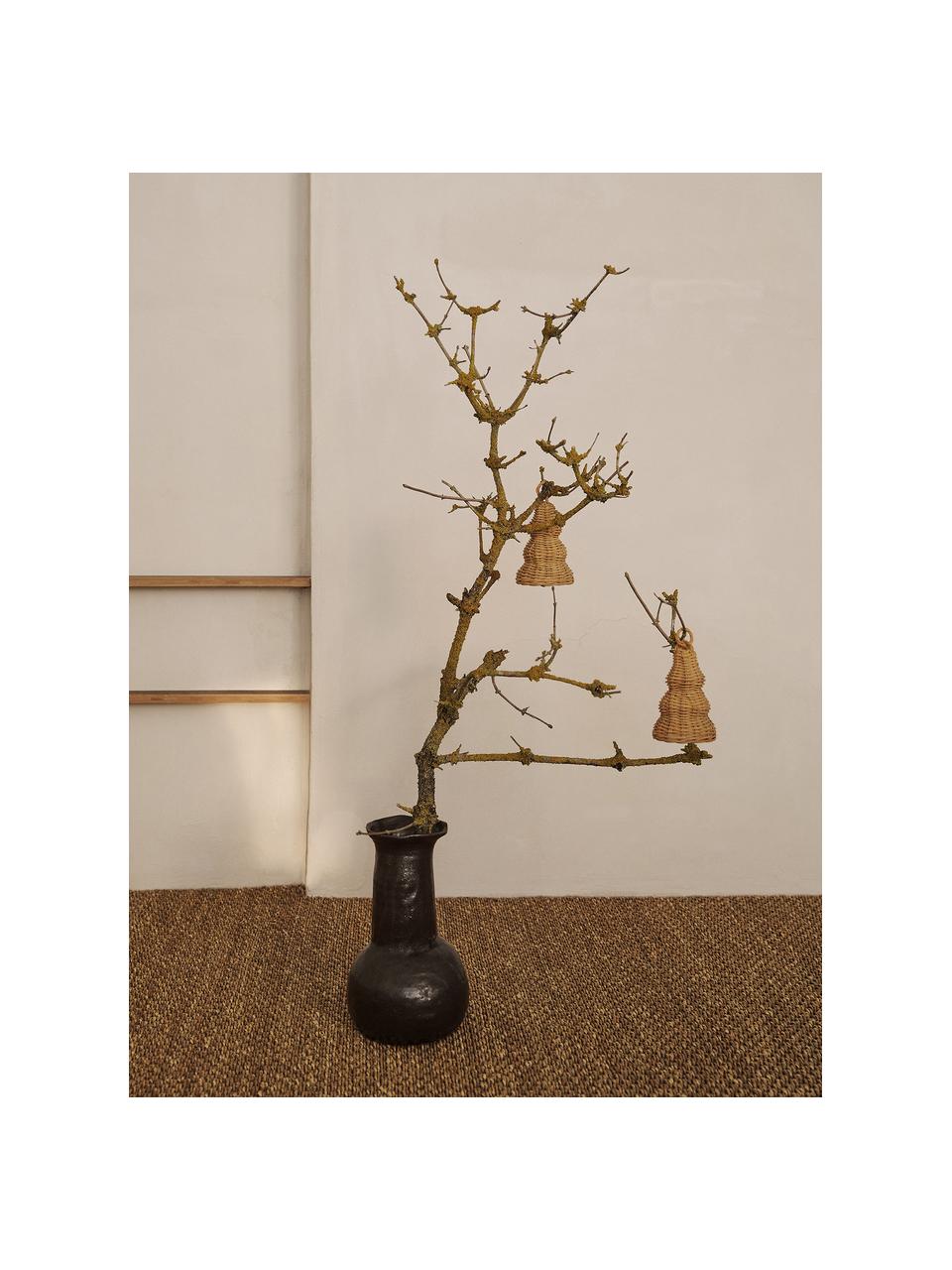 Décorations de sapin de Noël en rotin Bell, 2 élém., Rotin, Brun clair, Ø 8 x haut. 11 cm