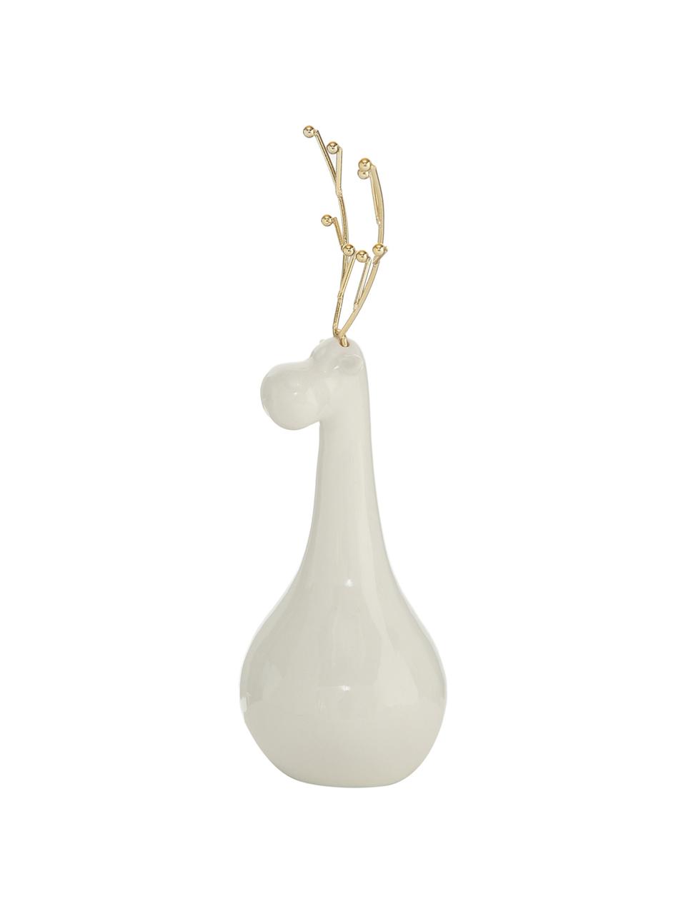 Accessoire décoratif cerf Rudolph, Blanc, couleur laitonnée