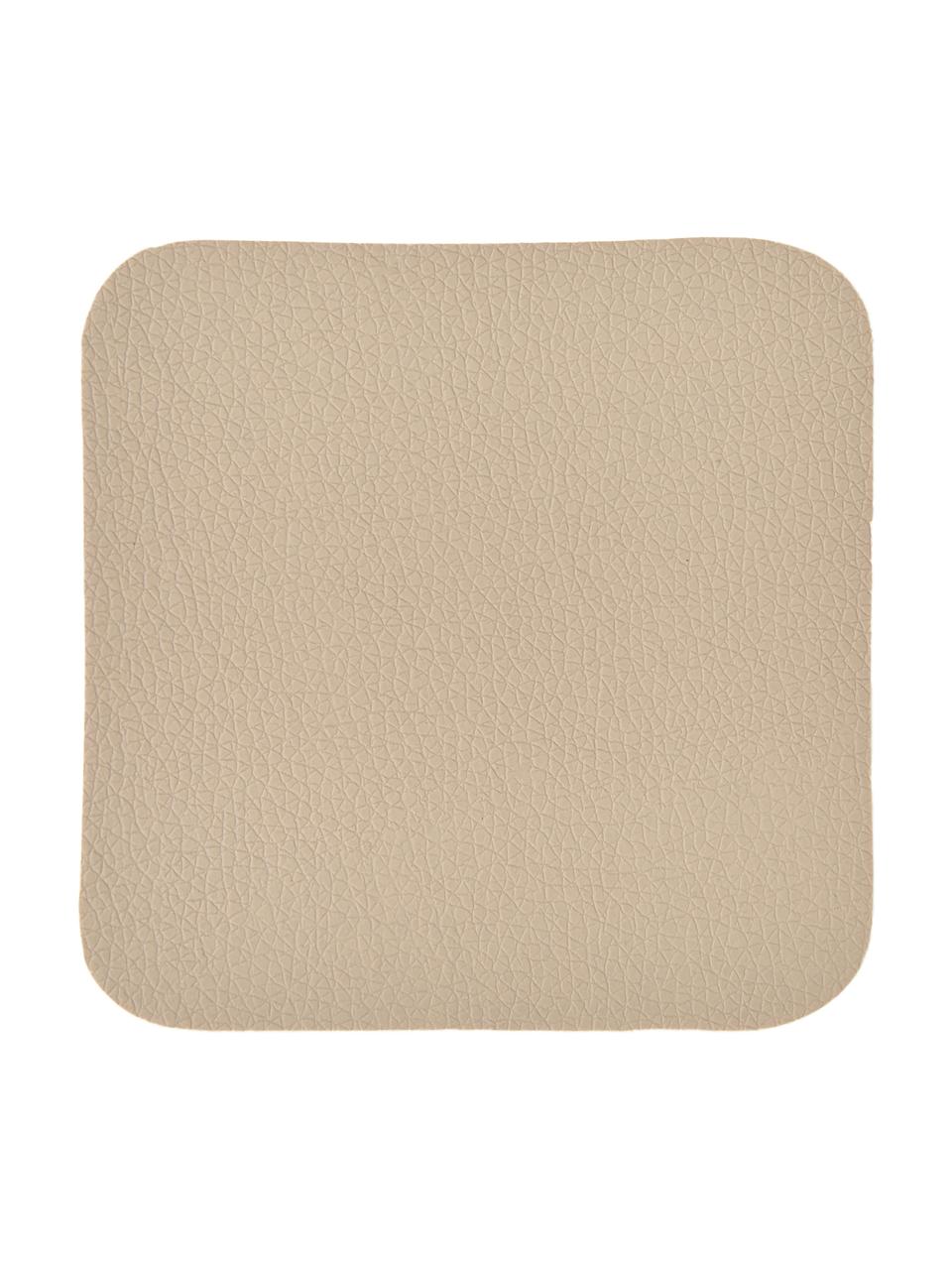 Eckige Kunstleder-Untersetzer Pik in Beige, 4 Stück, Kunstleder (PVC), Beige, B 10 x L 10 cm