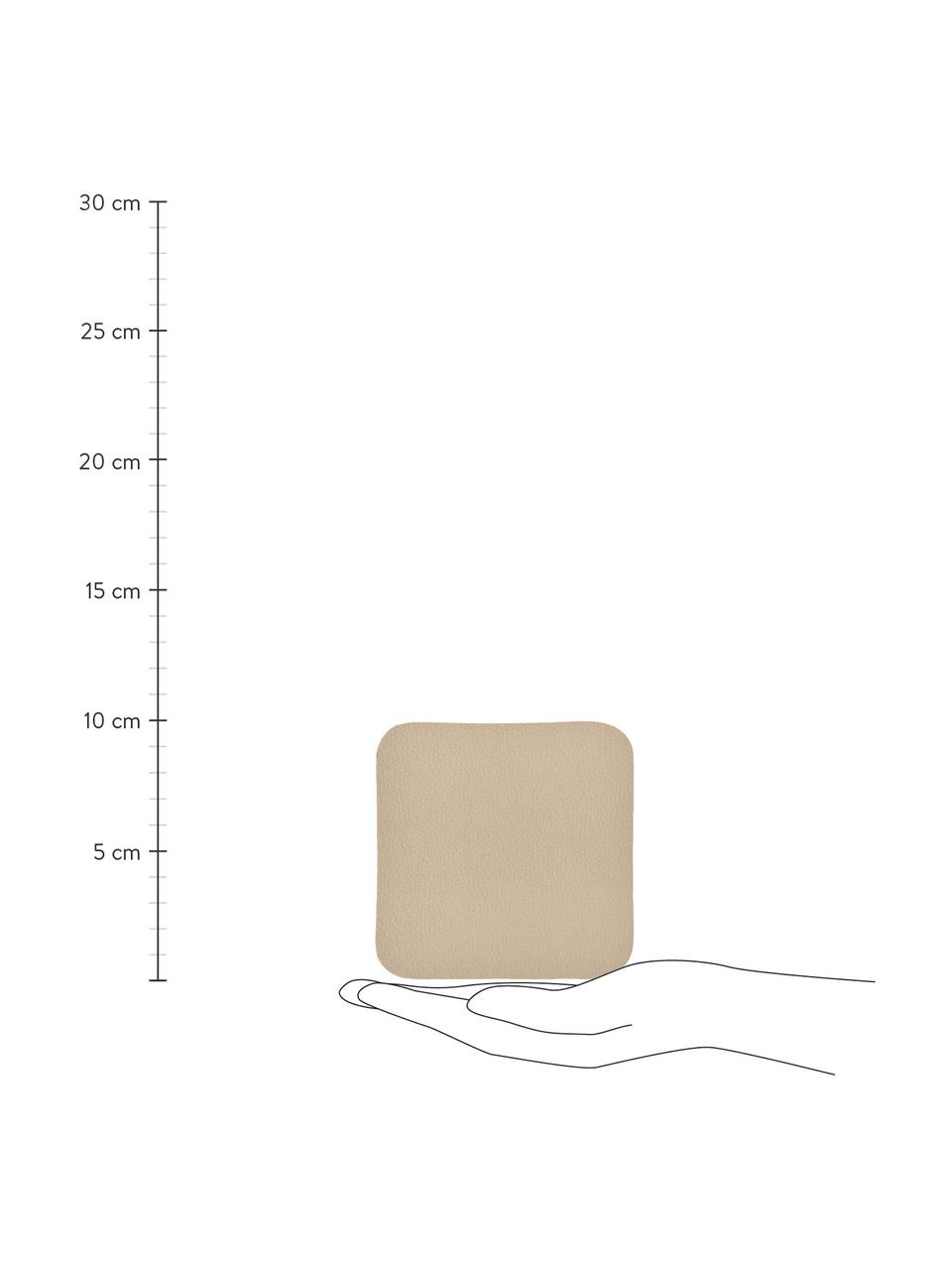 Eckige Kunstleder-Untersetzer Pik in Beige, 4 Stück, Kunstleder (PVC), Beige, B 10 x L 10 cm