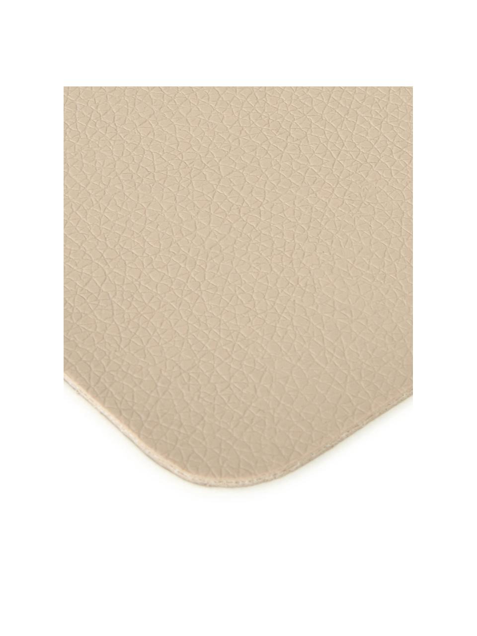 Vierkante kunstleren onderzetters Pik in beige, 4 stuks, Kunstleer (PVC), Beige, B 10 x L 10 cm