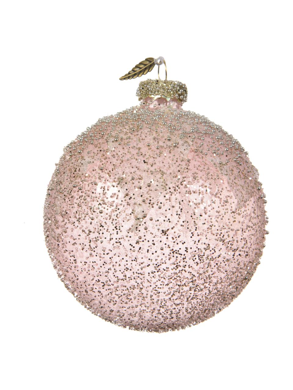 Boule de Noël Glowing, 6 élém., Rose, beige, couleur dorée, Ø 8 cm