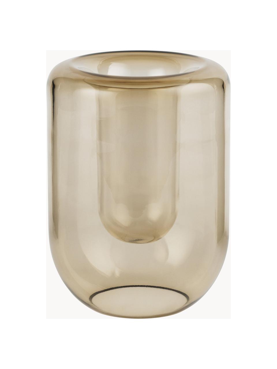 Vase en verre soufflé Opal, haut. 20 cm, Verre, soufflé bouche, Beige, transparent, Ø 14 x haut. 20 cm