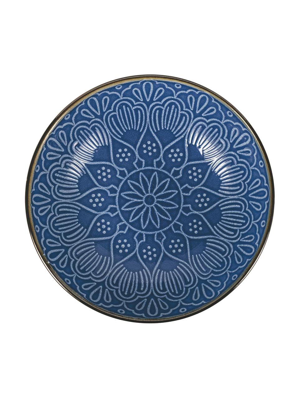 Serviesset Baku met ornament reliëf, 6 personen (18-delig), Dolomiet, Blauw, Set met verschillende formaten