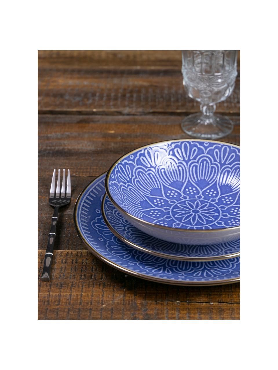 Set piatti per 6 persone Baku (18 pezzi), Ceramica, Blu, Set in varie misure