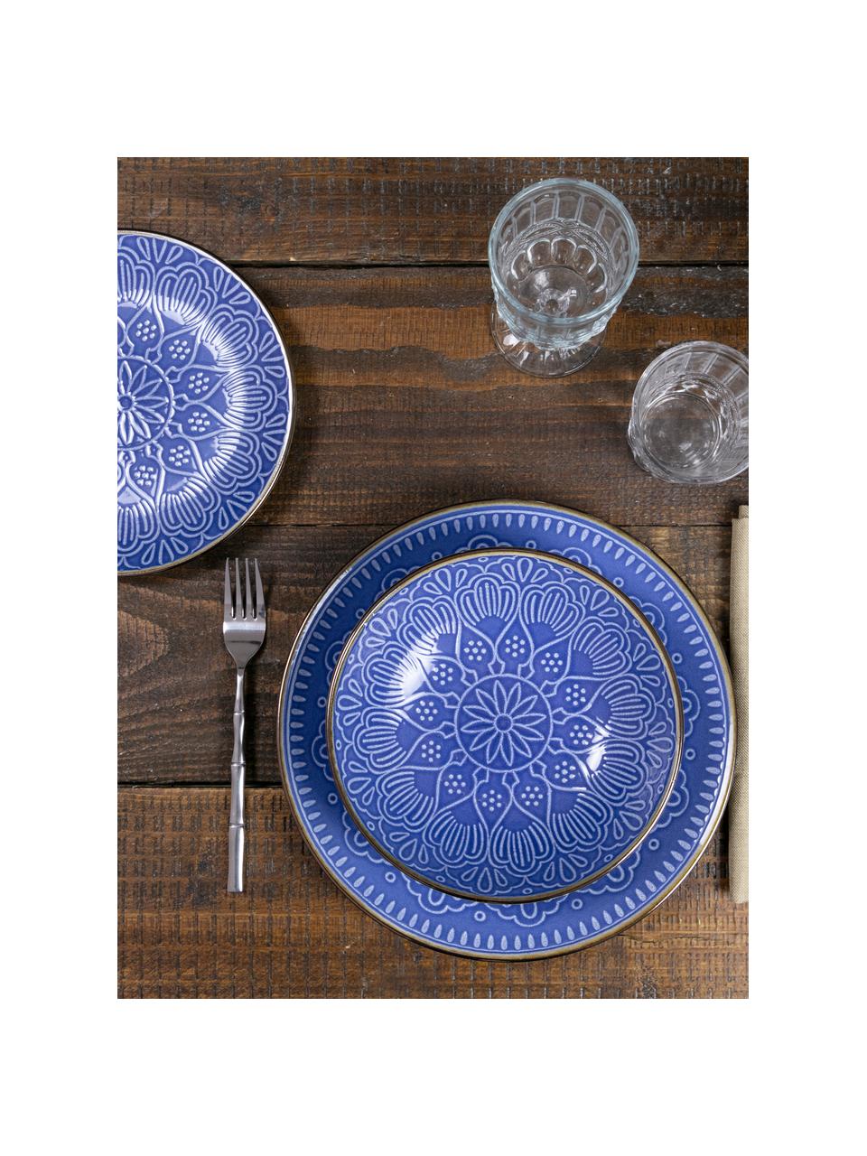 Set piatti per 6 persone Baku (18 pezzi), Ceramica, Blu, Set in varie misure