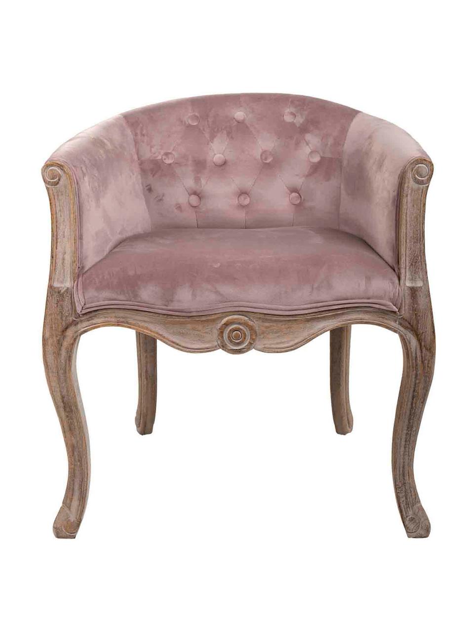 Sillón en terciopelo de madera Jona, Tapizado: terciopelo (100% poliéste, Asiento: 30 kg/m³, Patas: madera de caucho, Terciopelo rosa palo, An 61 x F 61 cm