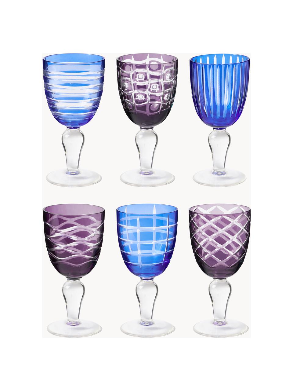Komplet kieliszków do wina Cobalt, 6 elem., Szkło, Niebieski, lila, transparentny, W 17 cm