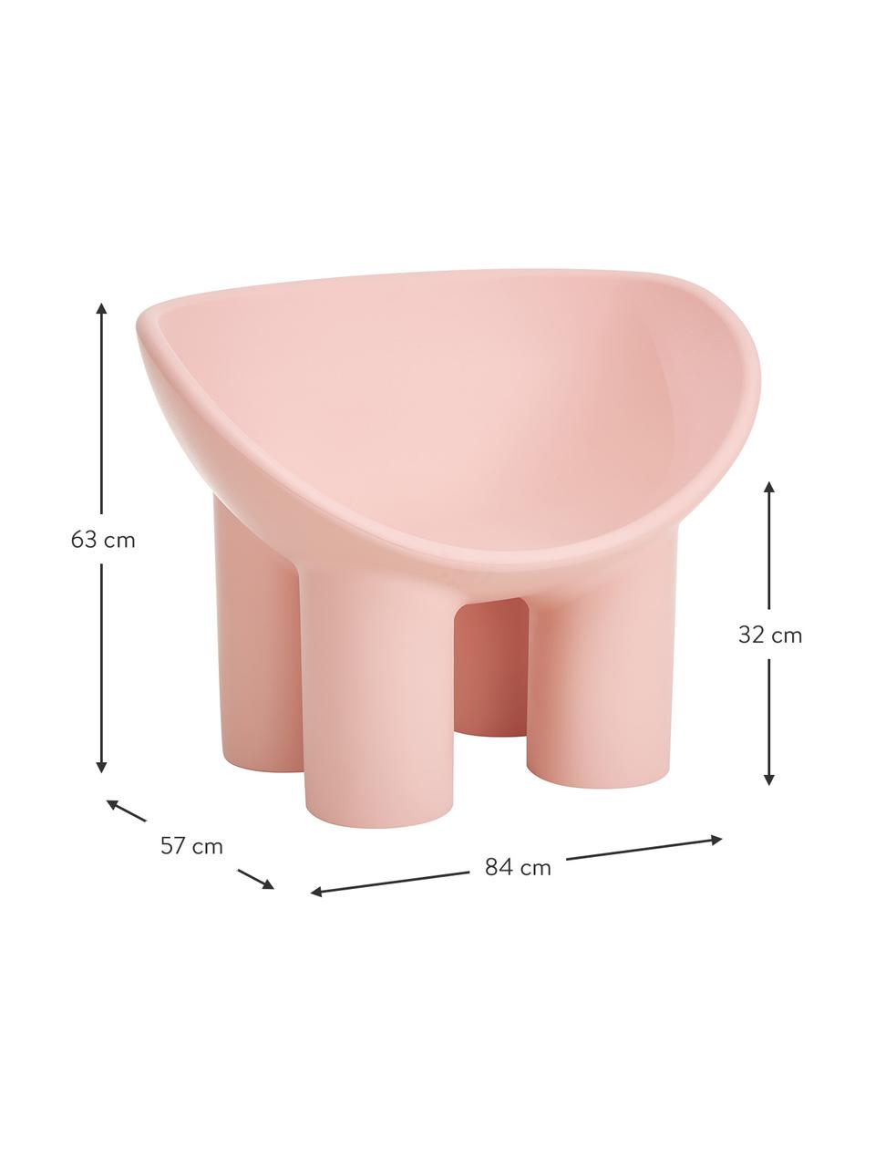 Fauteuil design rose Roly Poly, Polyéthylène, fabriqué dans un processus de moulage par rotation, Rose, blanc crème, larg. 84 x prof. 57 cm
