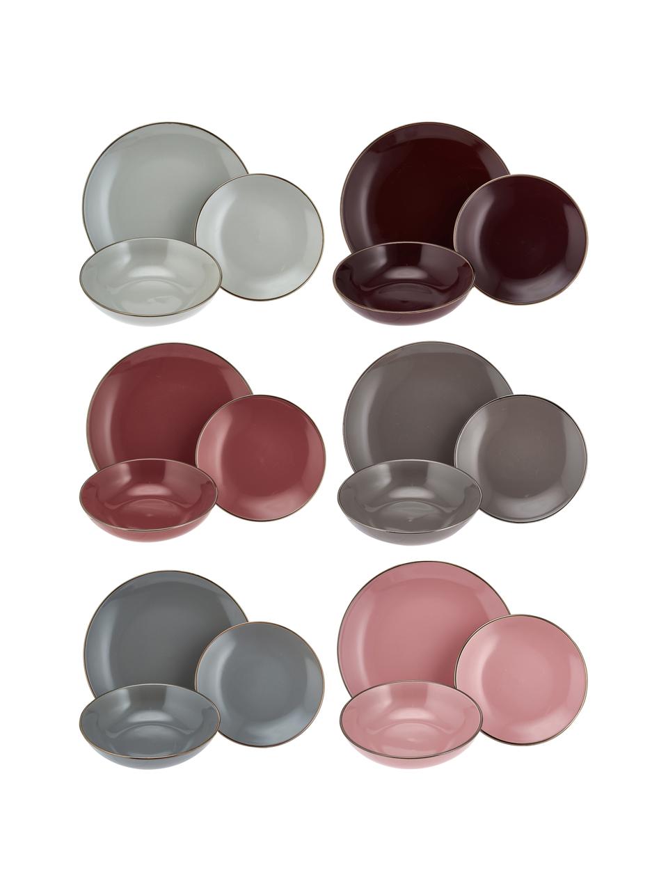 Set di piatti Royal Passion 18 pz, Terracotta, Bordeaux, rosso scuro, blu grigio, rosa, grigio chiaro, grigio scuro, Set in varie misure