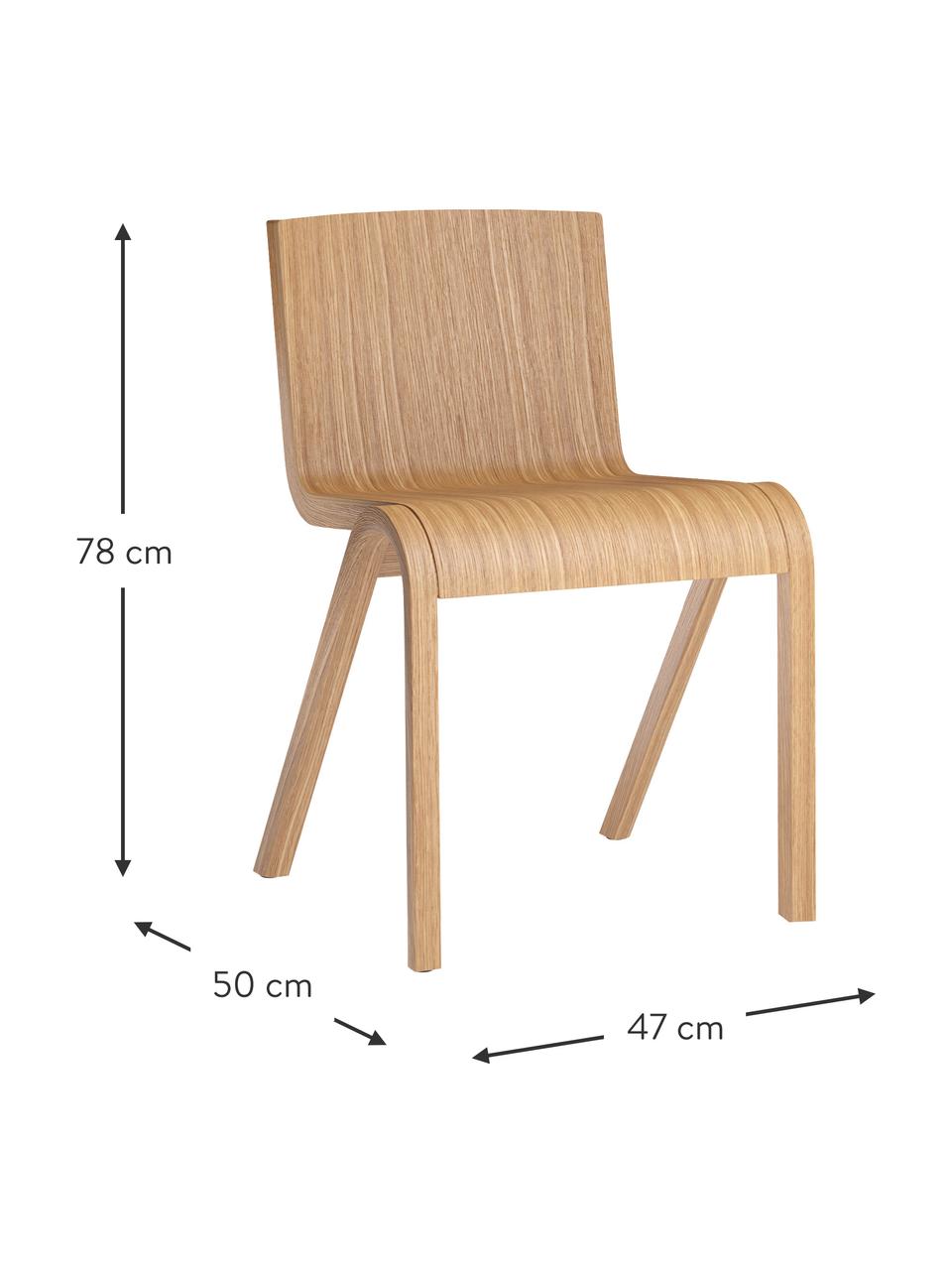 Holzstuhl Ready Dining aus Eichenholz, Gestell: Eichenholz, lackiert, Füße: Eichenholz, lackiert, Helles Eichenholz, B 47 x T 50 cm