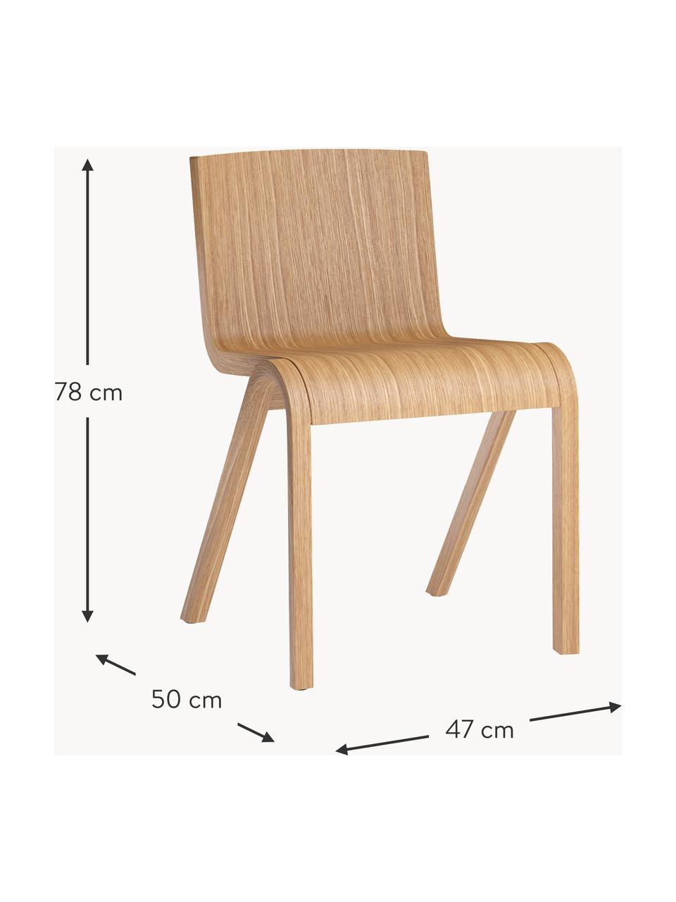 Holzstuhl Ready Dining aus Eichenholz, Eichenholz, lackiert, Eichenholz, hell lackiert, B 47 x T 50 cm