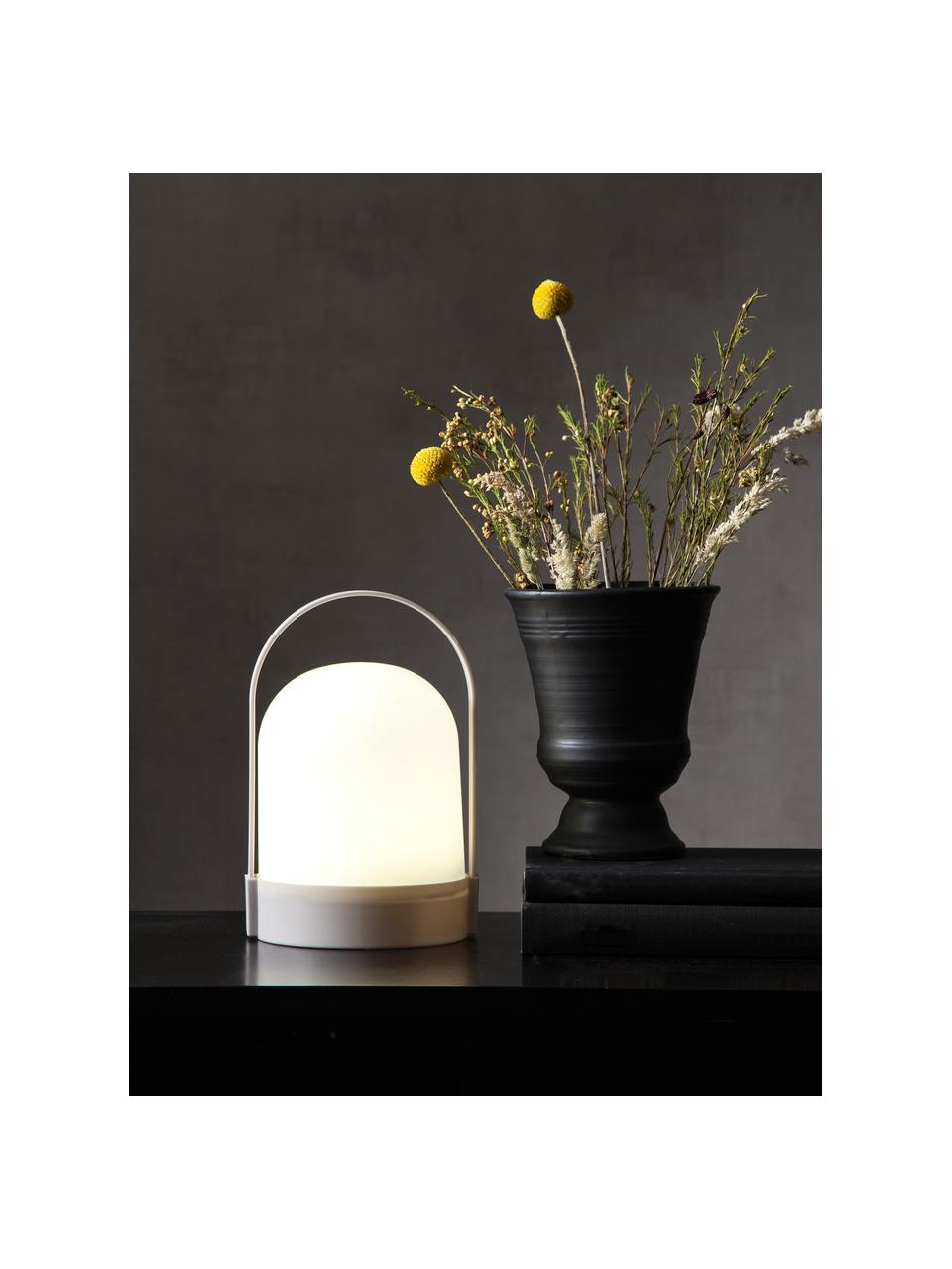 Lámpara de mesa pequeña con temporizador Lette, portátil, Pantalla: plástico, Estructura: plástico, Blanco, gris, Ø 14 x Al 22 cm
