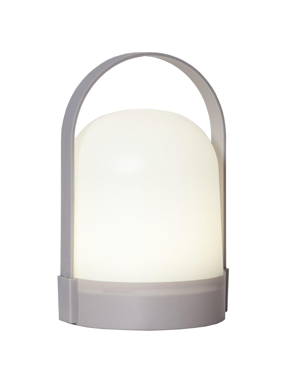Kleine mobiele tafellamp Lette met tijdschakelaar, Lampenkap: kunststof, Wit, grijs, Ø 14 x H 22 cm