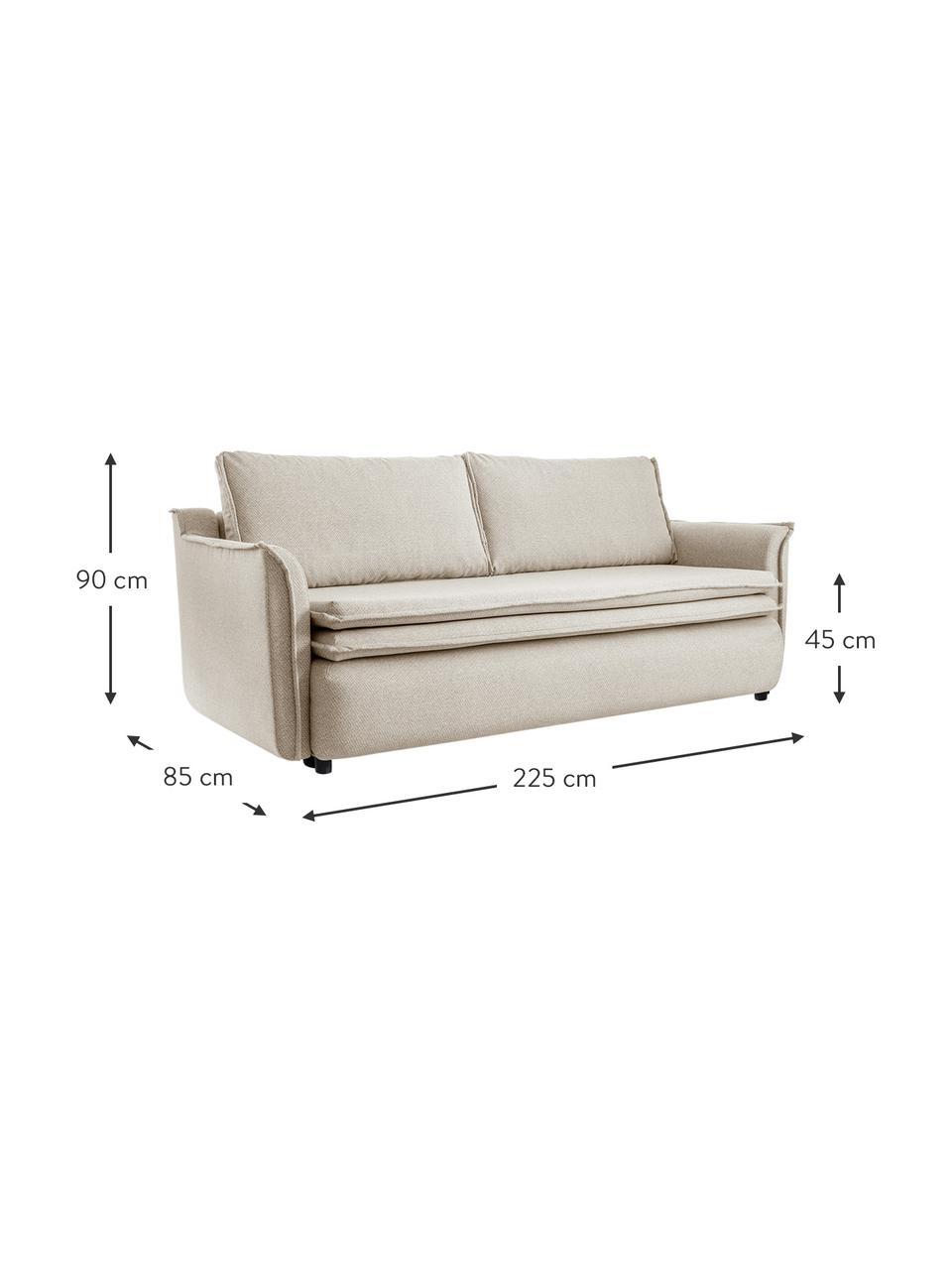 Sofá cama Charming Charlie, con espacio de almacenamiento, Tapizado: 100% poliéster tacto de l, Beige, An 225 x F 85 cm