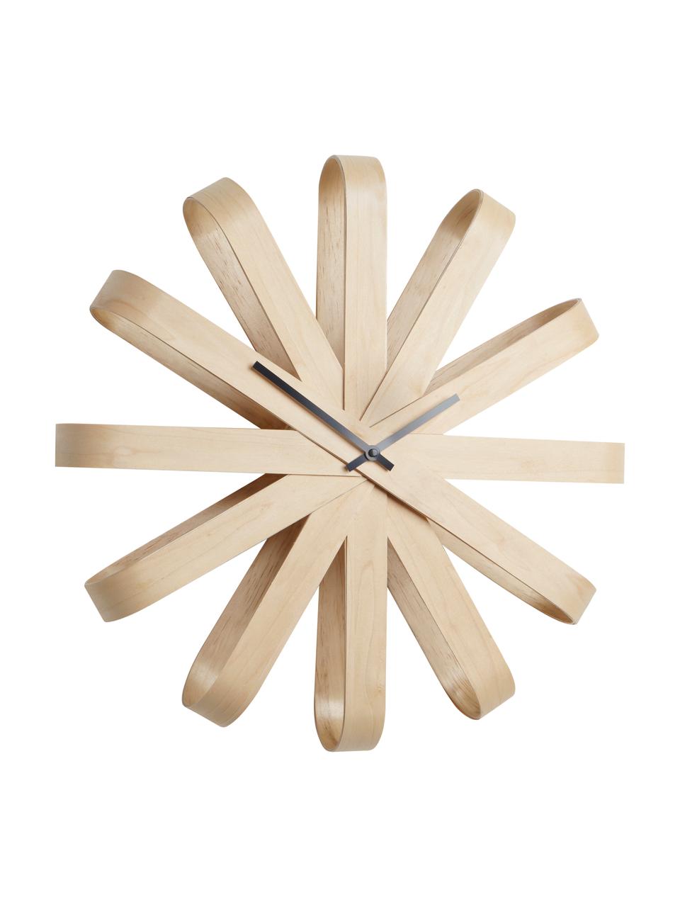 Nástenné hodiny Ribbon, Bukové drevo, antracitová, Ø 51 cm