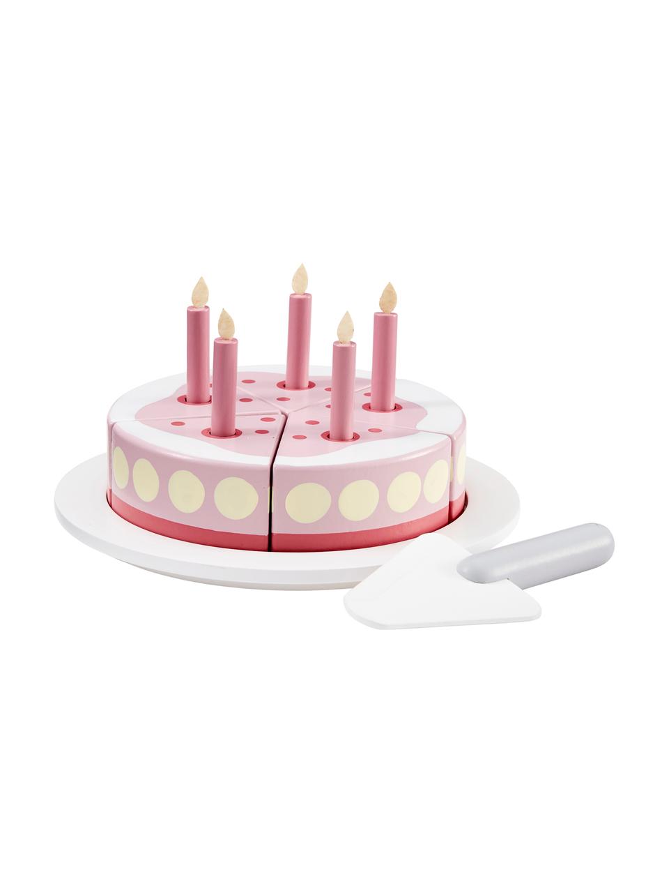 Spielzeug-Set Birthday Cake, Holz, Rosa, Weiß, Gelb, Ø 19 x H 10 cm