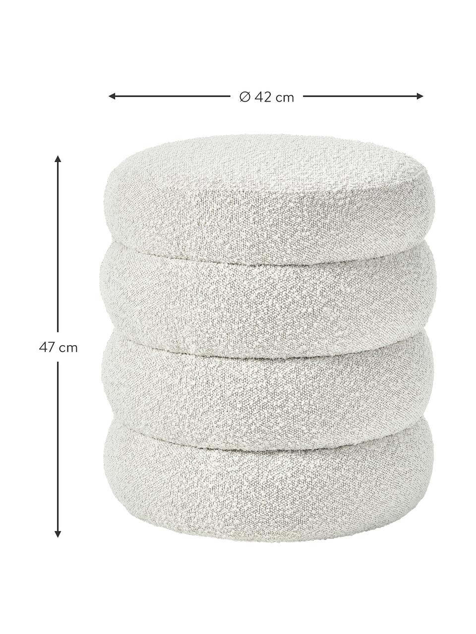 Bouclé poef Alto, Bekleding: bouclé (100% polyester), Frame: massief grenenhout, multi, Bouclé crèmewit, Ø 42 x H 47 cm