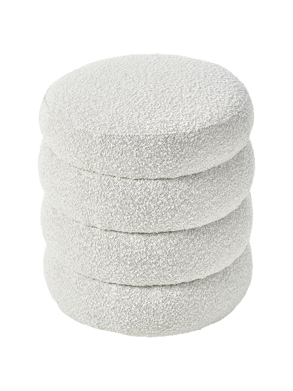 Bouclé-Hocker Alto, Bezug: Bouclé (100 % Polyester) , Gestell: Massives Kiefernholz, Spe, Bouclé Cremeweiß, Ø 42 x H 47 cm