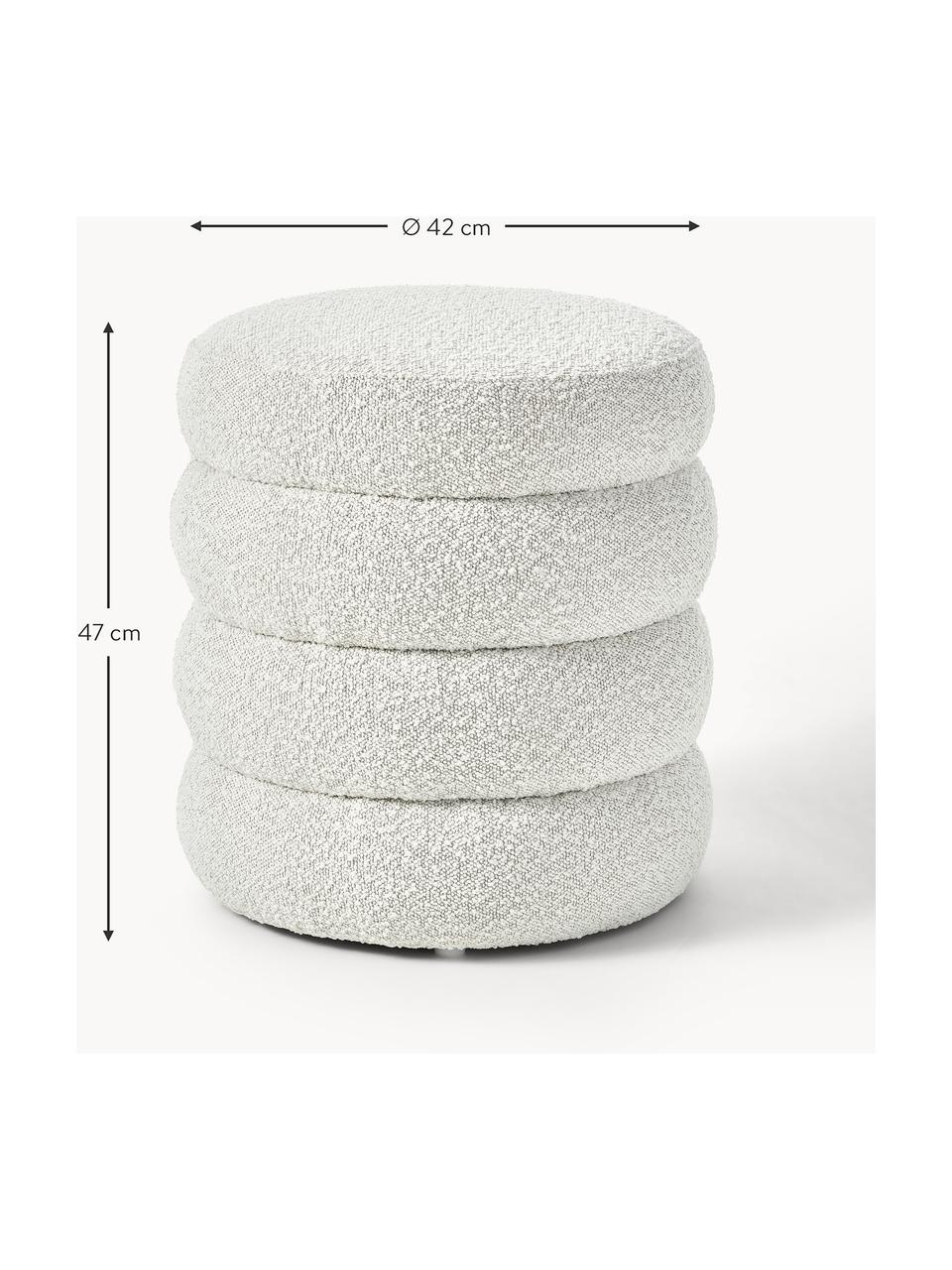 Puf en tejido bouclé Alto, Tapizado: tejido bouclé (100% polié, Estructura: madera de pino maciza, ma, Bouclé blanco crema, Ø 42 x Al 47 cm