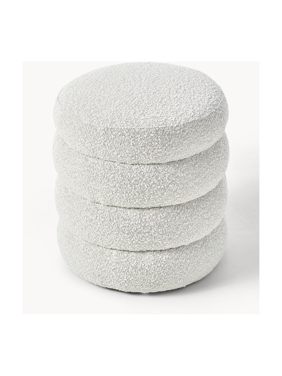 Pouf en tissu bouclé Alto, En tissu bouclé blanc cassé, Ø 42 x haut. 47 cm