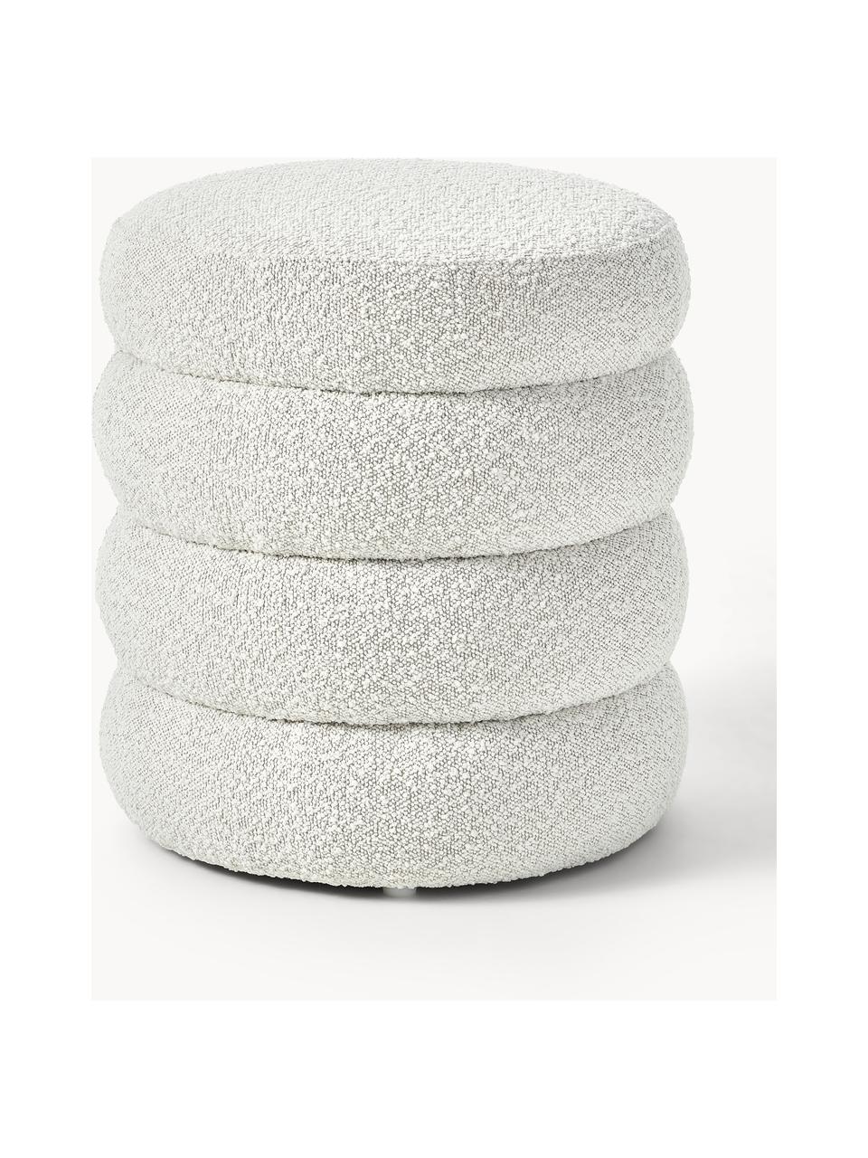 Pouf en bouclette Alto, Bouclette blanc cassé, Ø 42 x haut. 47 cm