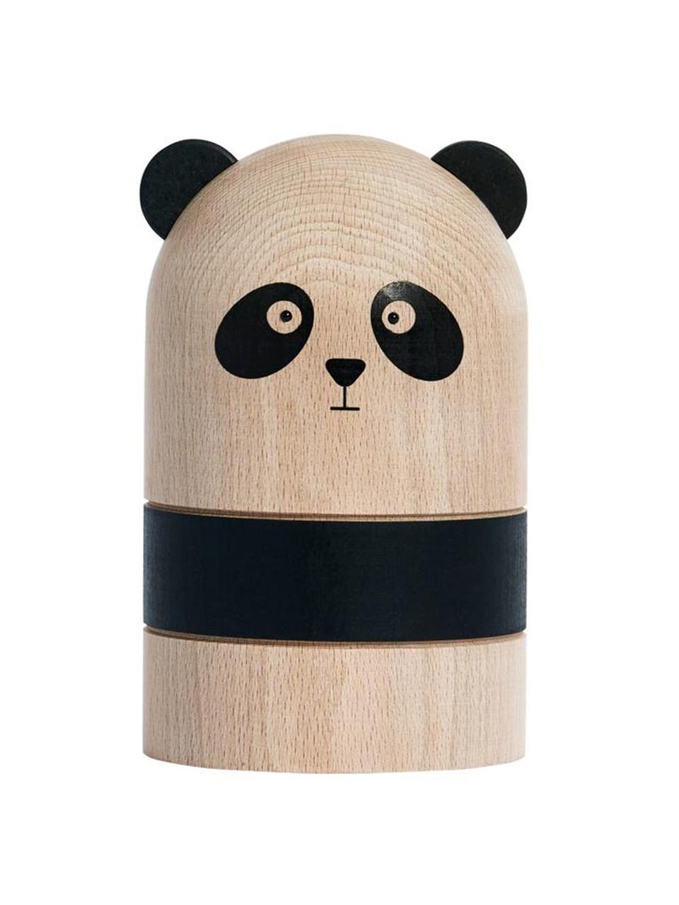 Spardose Panda, Buchenholz, Holz, Schwarz, Ø 10 x H 15 cm