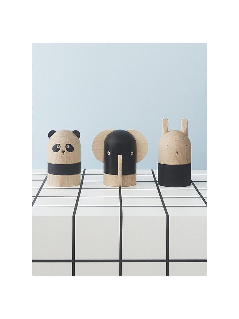Spaarpot Panda, Beukenhout, Houtkleurig, zwart, Ø 10 x H 15 cm