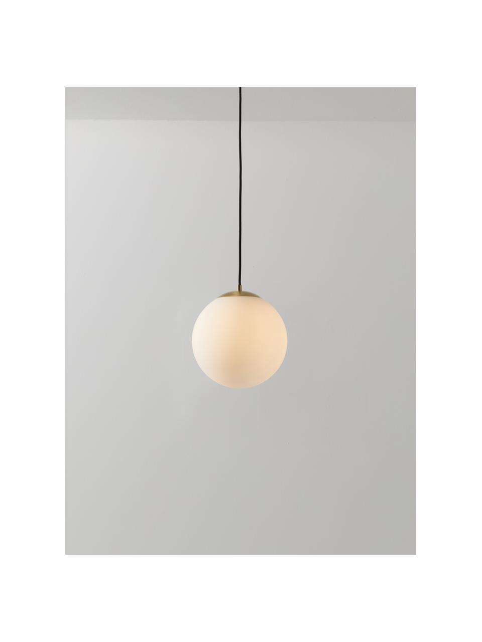 Suspension boule en verre opalescent Beth, Blanc, Ø 20 cm