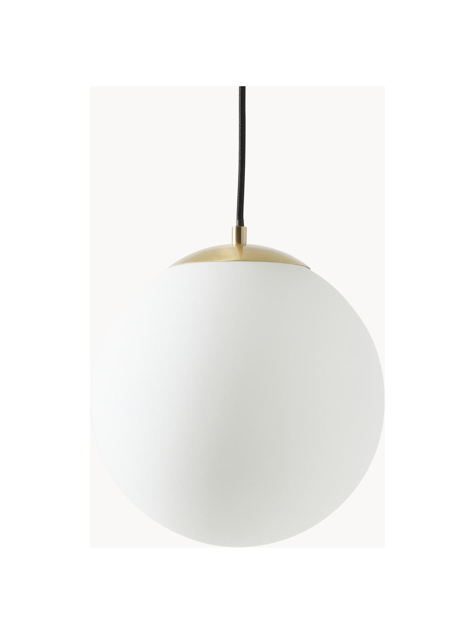 Suspension boule en verre opalescent Beth, Blanc, Ø 20 cm